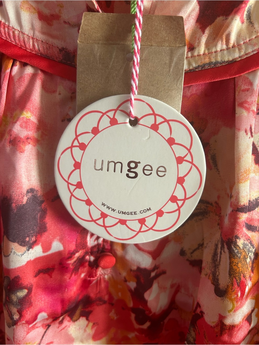 Umgee Floral Button-Front Long Sleeve Blouse Size L NWT Pink Red Multi - Picture 5 of 8